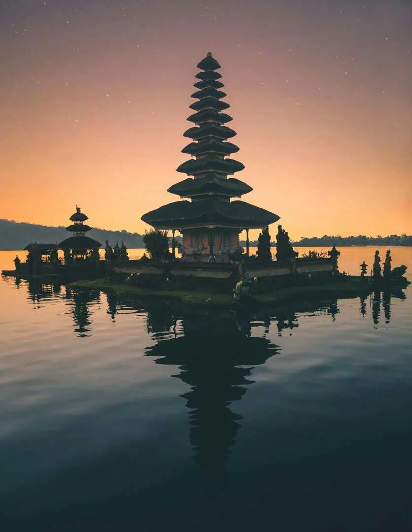 Bali temple at sunset