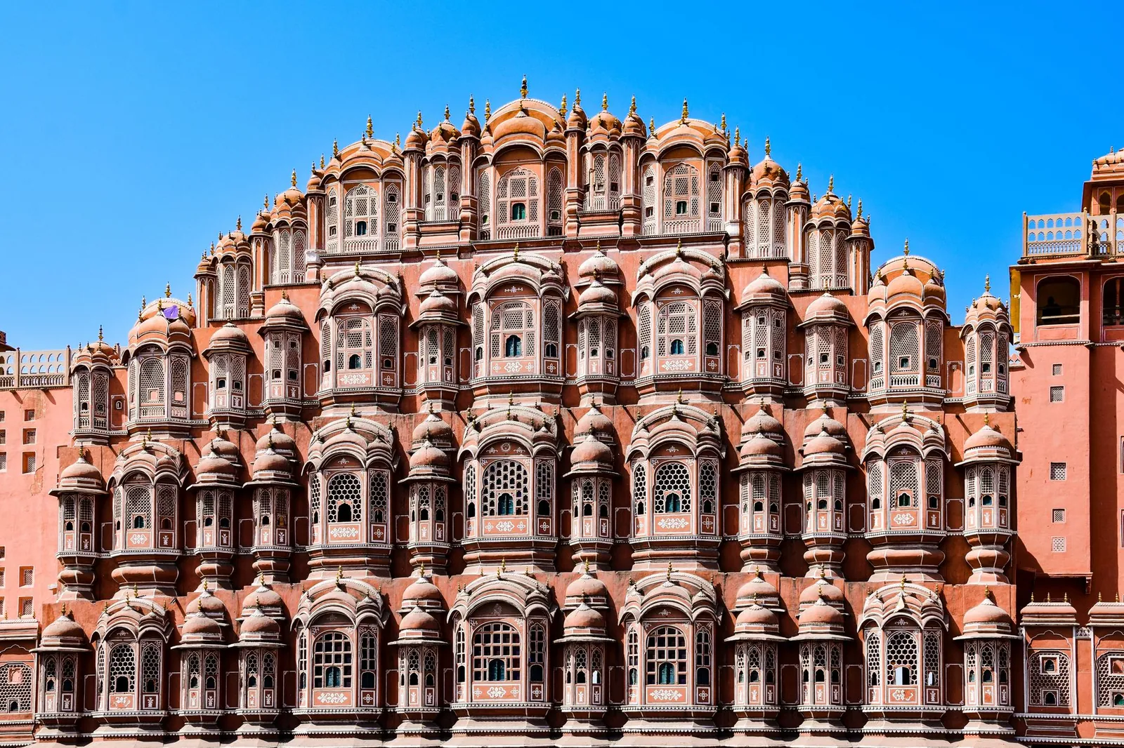 The intricate architecture of Hawa Mahal, a landmark in Jaipur, India