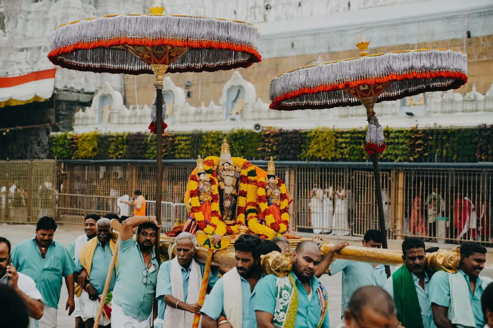 A Hindu procession at Tirumala Temple showing cultural and religious traditions in Tirupati, India