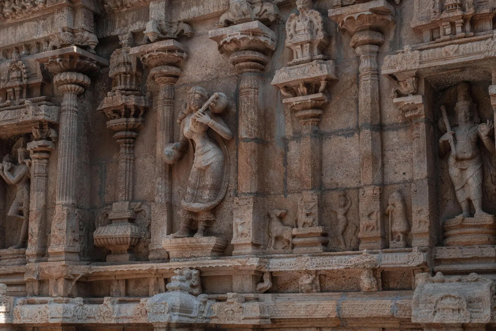 Exquisite stone carvings showcasing cultural heritage at a Tamil Nadu temple in India