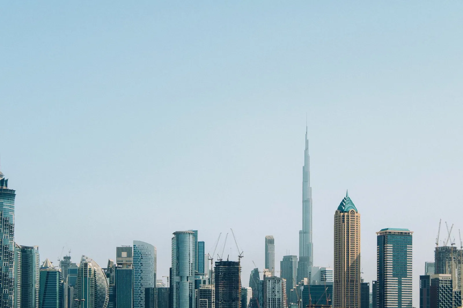 A view of Dubai's skyline with the Burj Khalifa above the skyscrapers