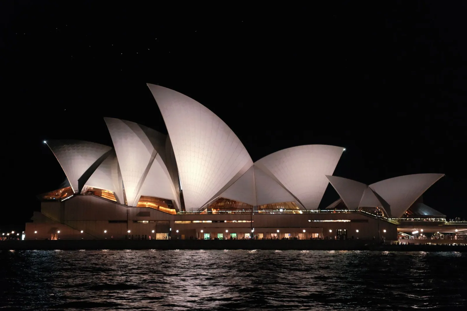The Sydney Opera House lit up at night