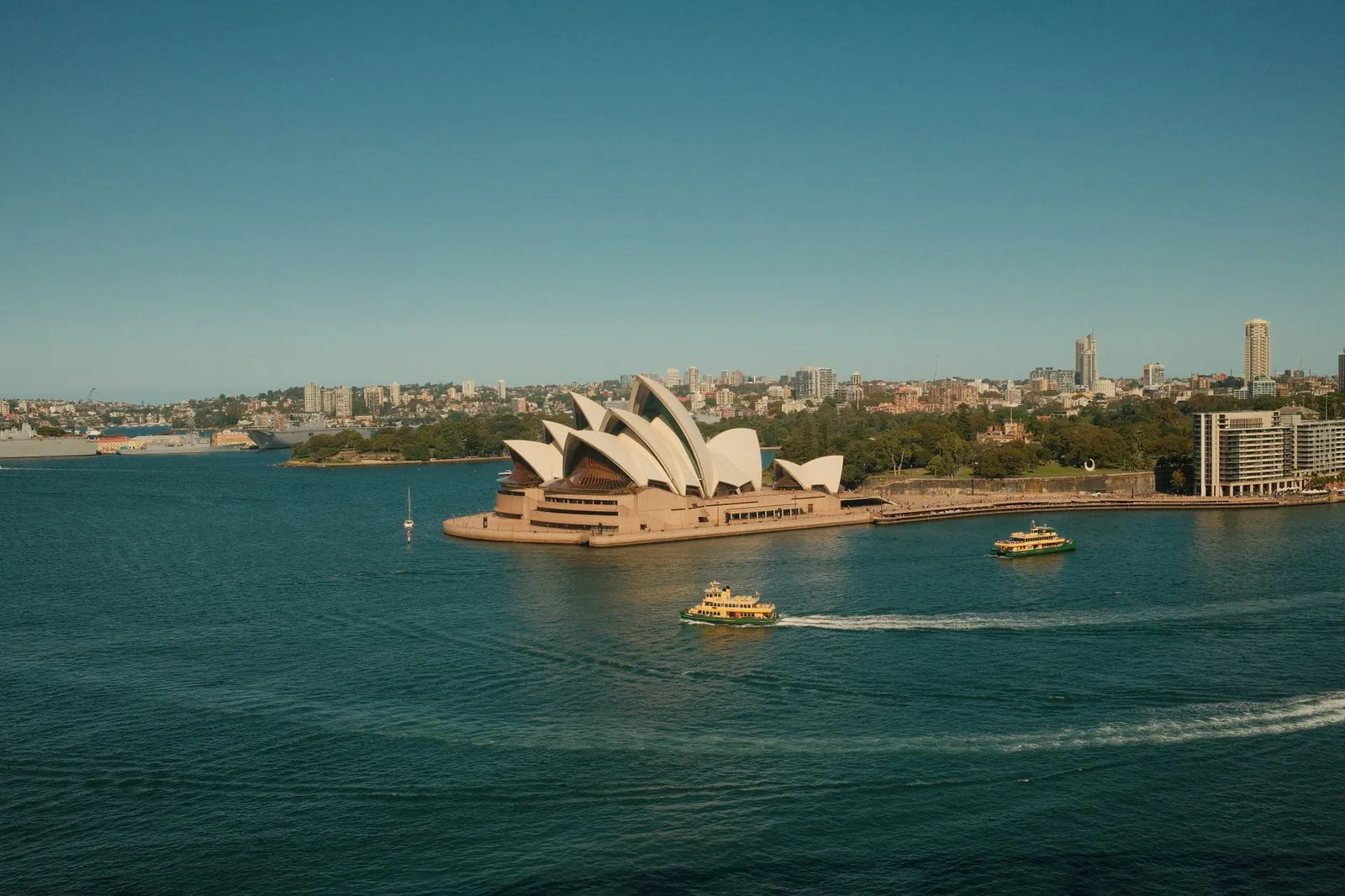 Aerial view of the Sydney Opera House and harbour