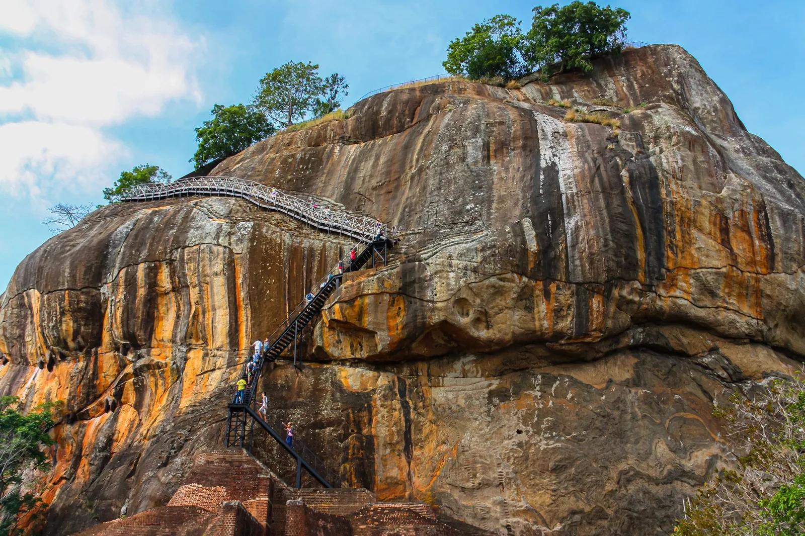 A view of Sigiriya Rock Fortress, a UNESCO World Heritage site in Sri Lanka, with the stairway