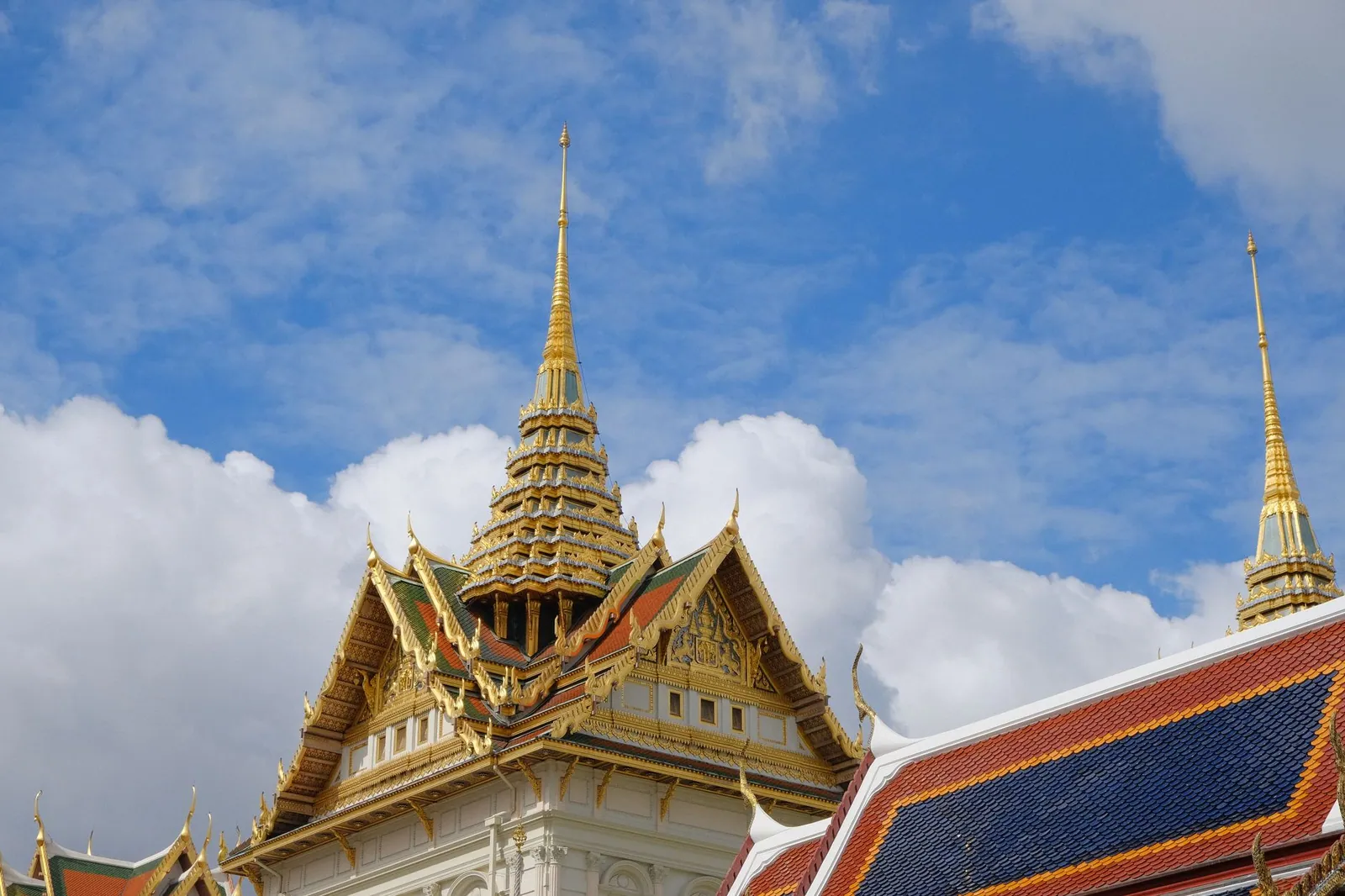 Majestic roof of the Grand Palace with intricate detail in Bangkok, Thailand